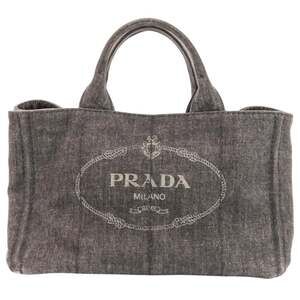 PRADA Prada Canapa Denim 2-Way Tote Bag 1BG439 Black Women's